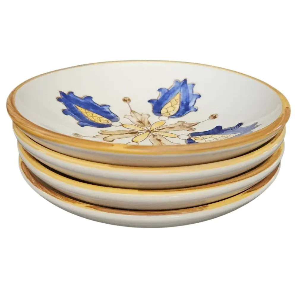 Williams Sonoma Set of 4 Floral Dessert Bowls Multicolor Portugal Pottery